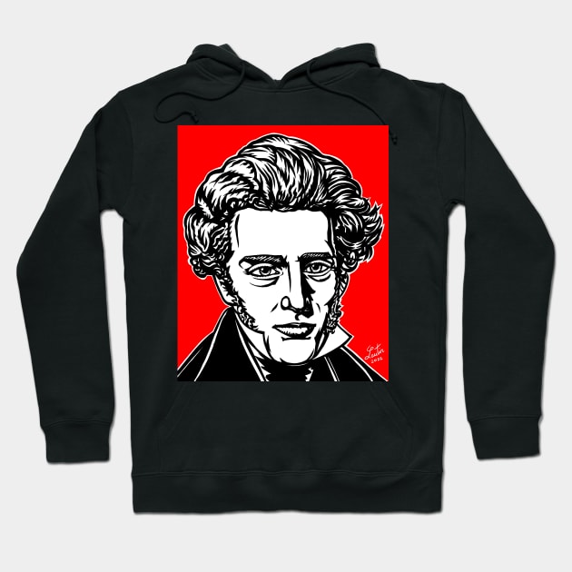 SOREN KIERKEGAARD ink and acrylic portrait Hoodie by lautir